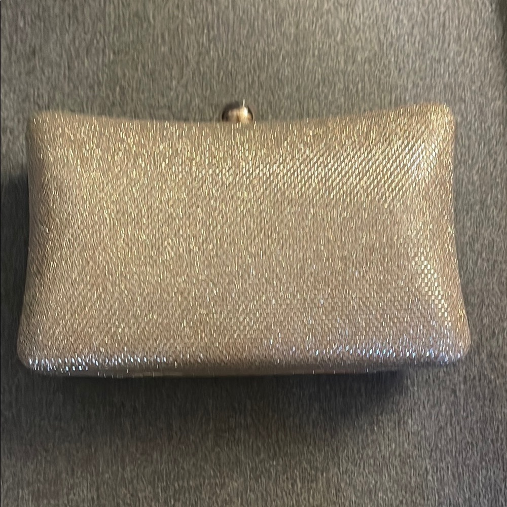 Gold Shimmer Evening Clutch with Glitter Finish - Picture 2 of 4